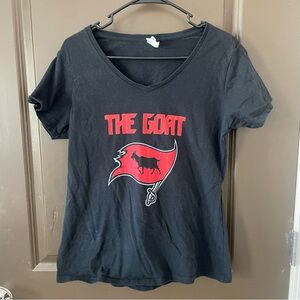 Port & Company Black Tee with Red Graphic The Goat Tampa Bay Bucs Cotton Size L